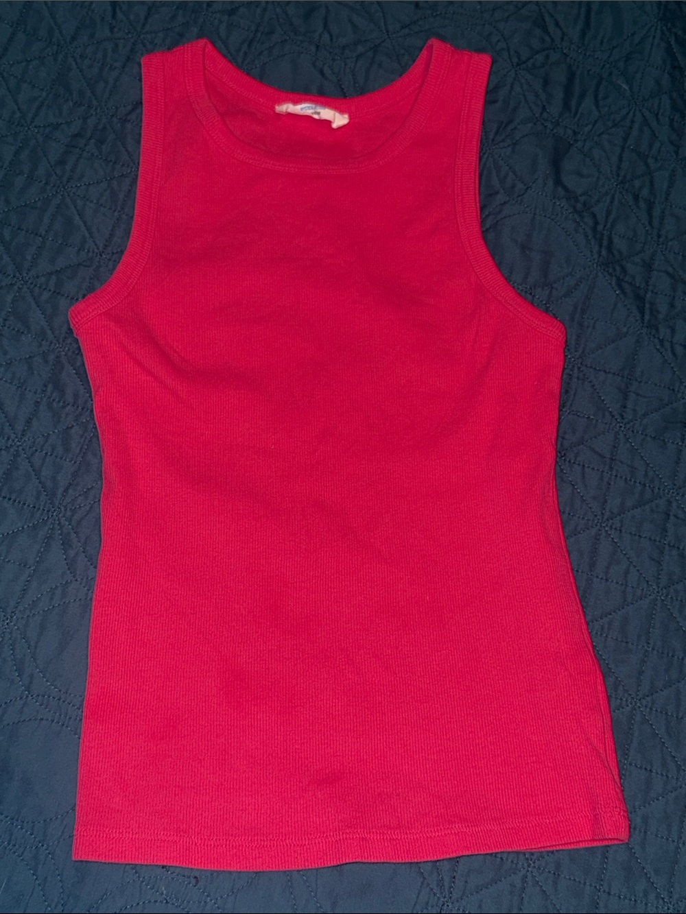 Double Zero Bright pink Ribbed Tank - Sleeveless Crewneck